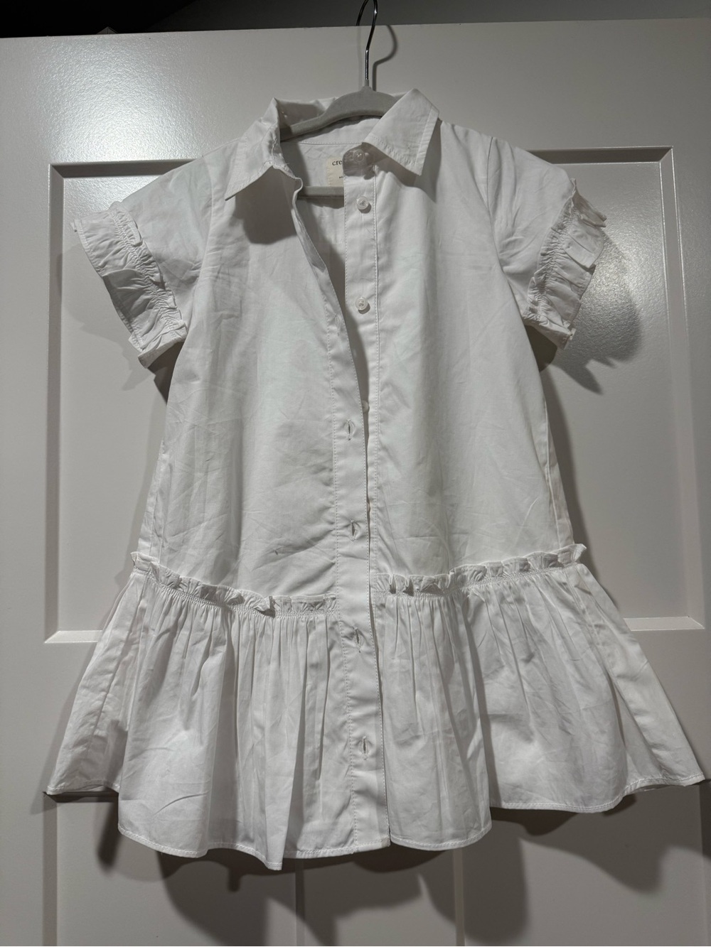 Crewcuts White Poplin Ruffle-Hem Shirt Dress